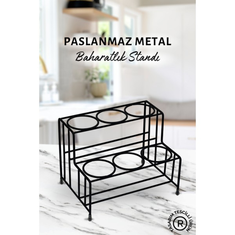 Grimor Life Paslanmaz Metal 6 Bölmeli Baharatlık Standı- Baharatlık Düzenleyici Baharat Setleri & Baharatlıklar Fiyatı