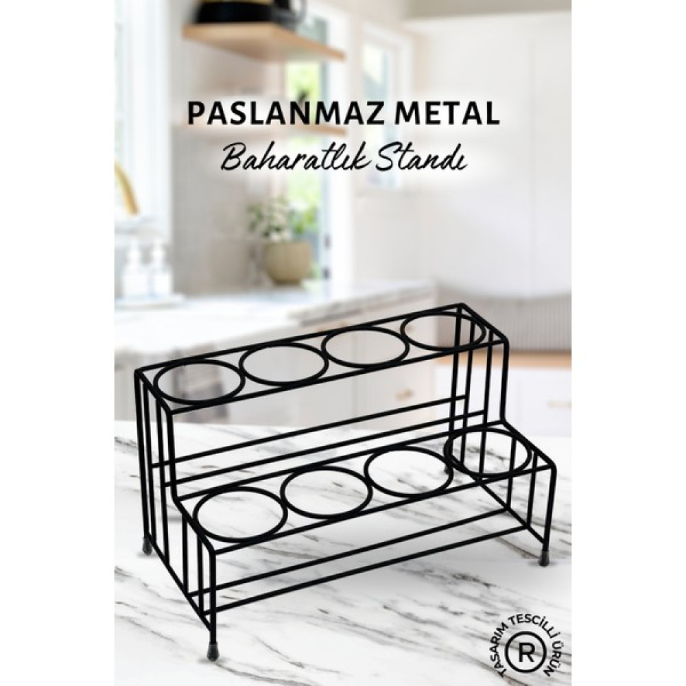 Grimor Life Paslanmaz Metal 8 Bölmeli Baharatlık Standı- Baharatlık Düzenleyici Baharat Setleri & Baharatlıklar Fiyatı