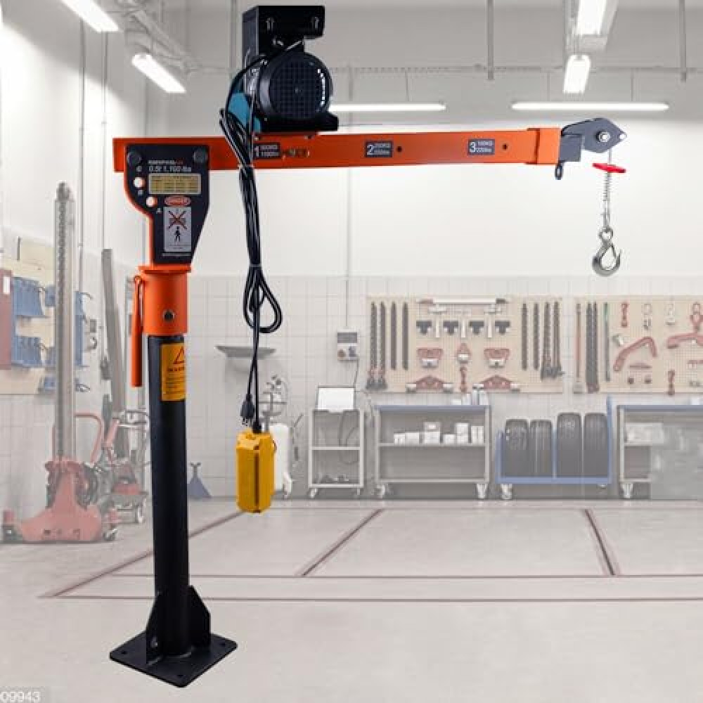 GRIPWAY New 1100lb Folding Dismountable Household Hoist Truck Crane, with Electric Hoist 110V, Jib Cranes,880lb Pulling Force,for Factories, Warehouses, Construction, Building