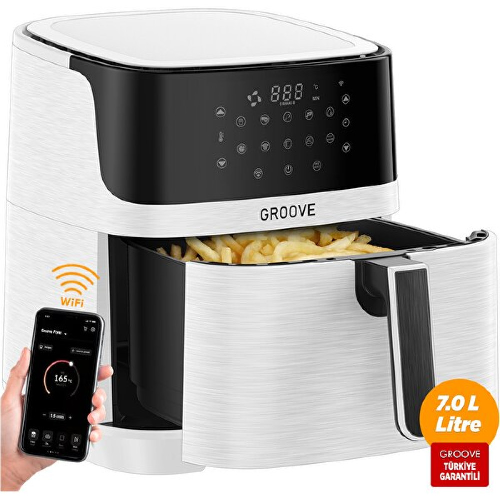 Groove Max XXL 7L 1800 W WiFi Smart Airfryer Beyaz Yağsız Sıcak Hava Fritözü Fritözler Fiyatı