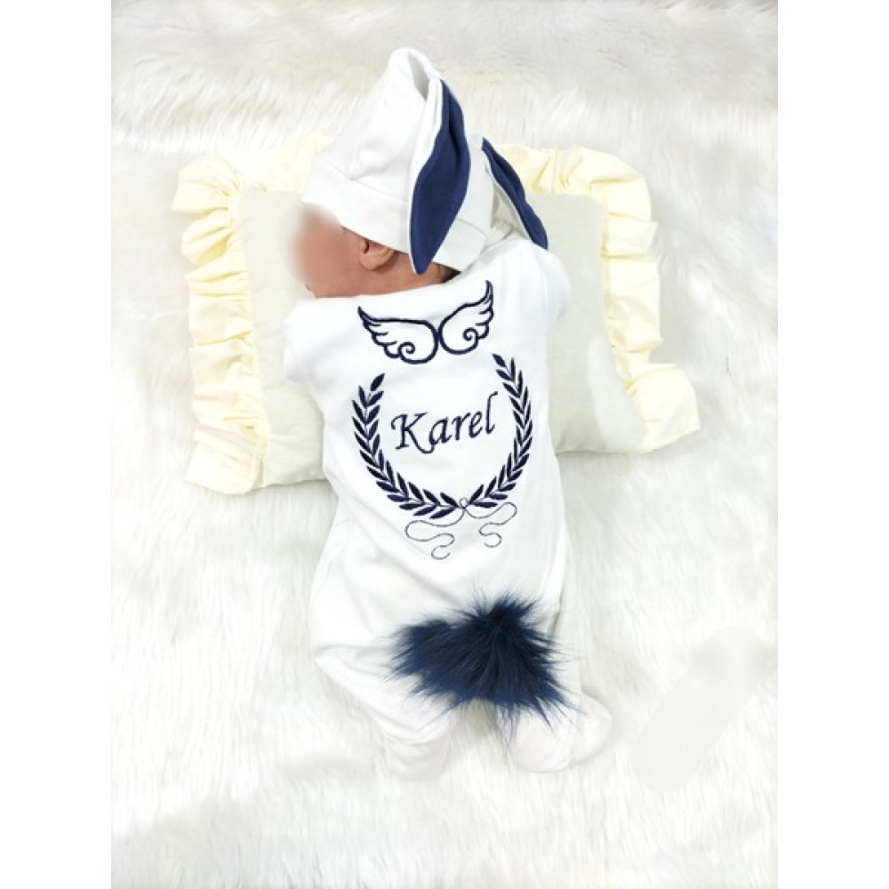 Gros Shop Yeni Doğan Hastane Çıkış Tulum Seti Kişiye Özgü Isimli Nakış Desenli Bebek Hastane Çıkışı Fiyatı