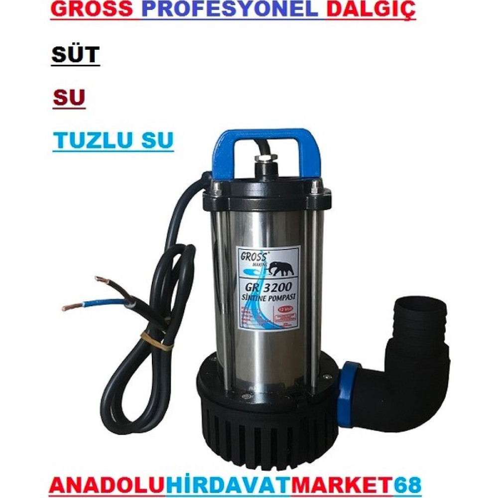Gross 12VOLT Dalgıç Pompa Süt Çekme Pompası Su Çekme Dalgıcı Su Motoru Fiyatı