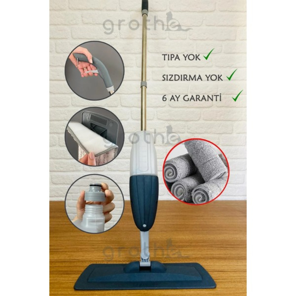 Grothe Wipe Sprey Mop Gri - 4 Mop Bezli - Tıpasız Sistem - 700 Cc Su Hazneli (ÜRETİCİ GARANTİLİ) GRTSM-01 Temizlik Malzemeleri Fiyatı