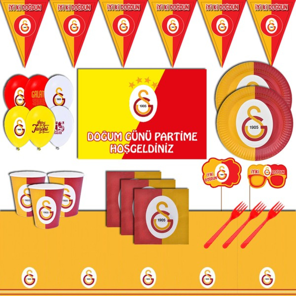 GS Kids Galatasaray Taraftar Afişli 8 Kişilik Doğum Günü Parti Malzemeleri Seti Oyuncak Fiyatı