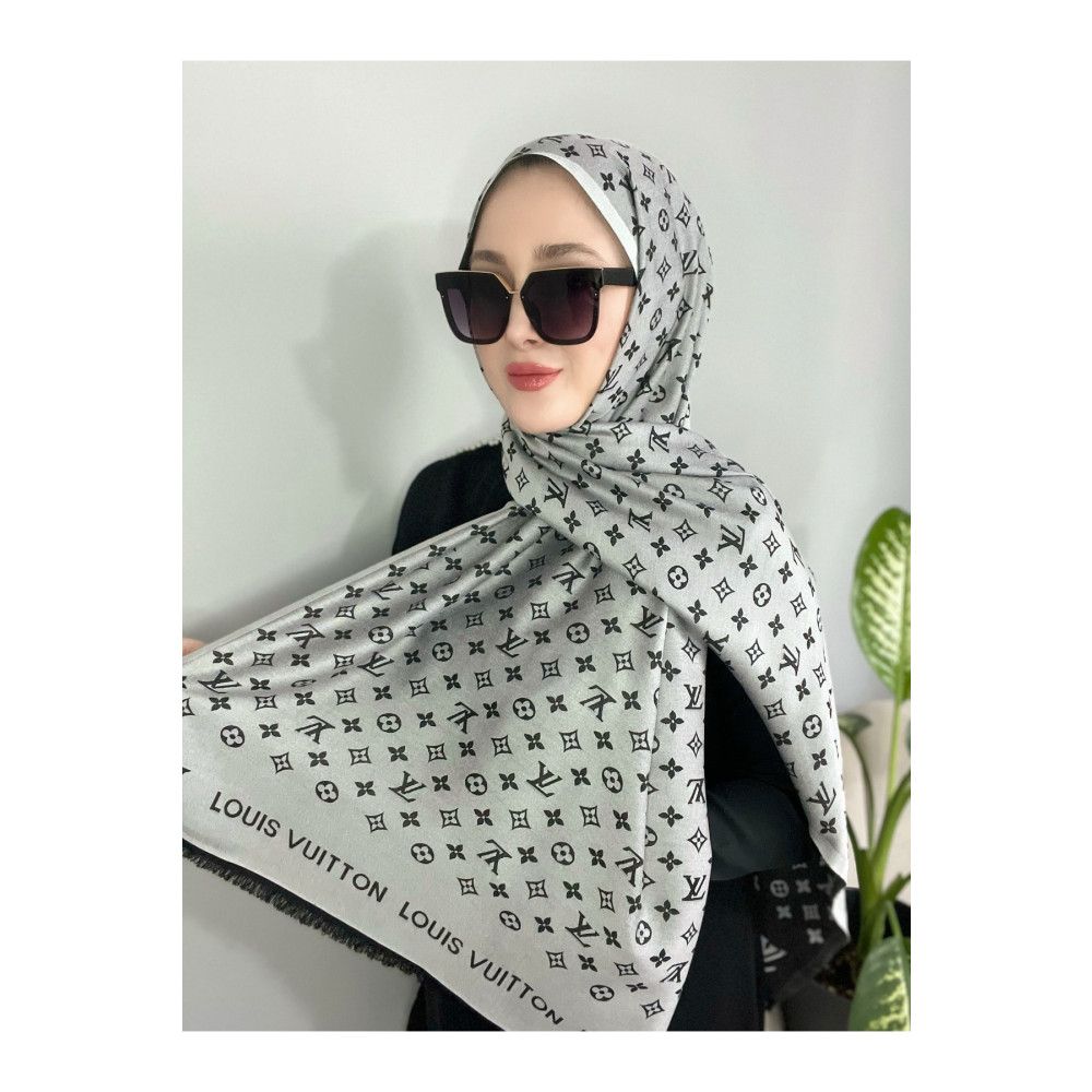 GŞ MODE SCARF Ithal Ipek Lv Desen Gri Lüks Şal 90 x 170 Beden Şal Fiyatı