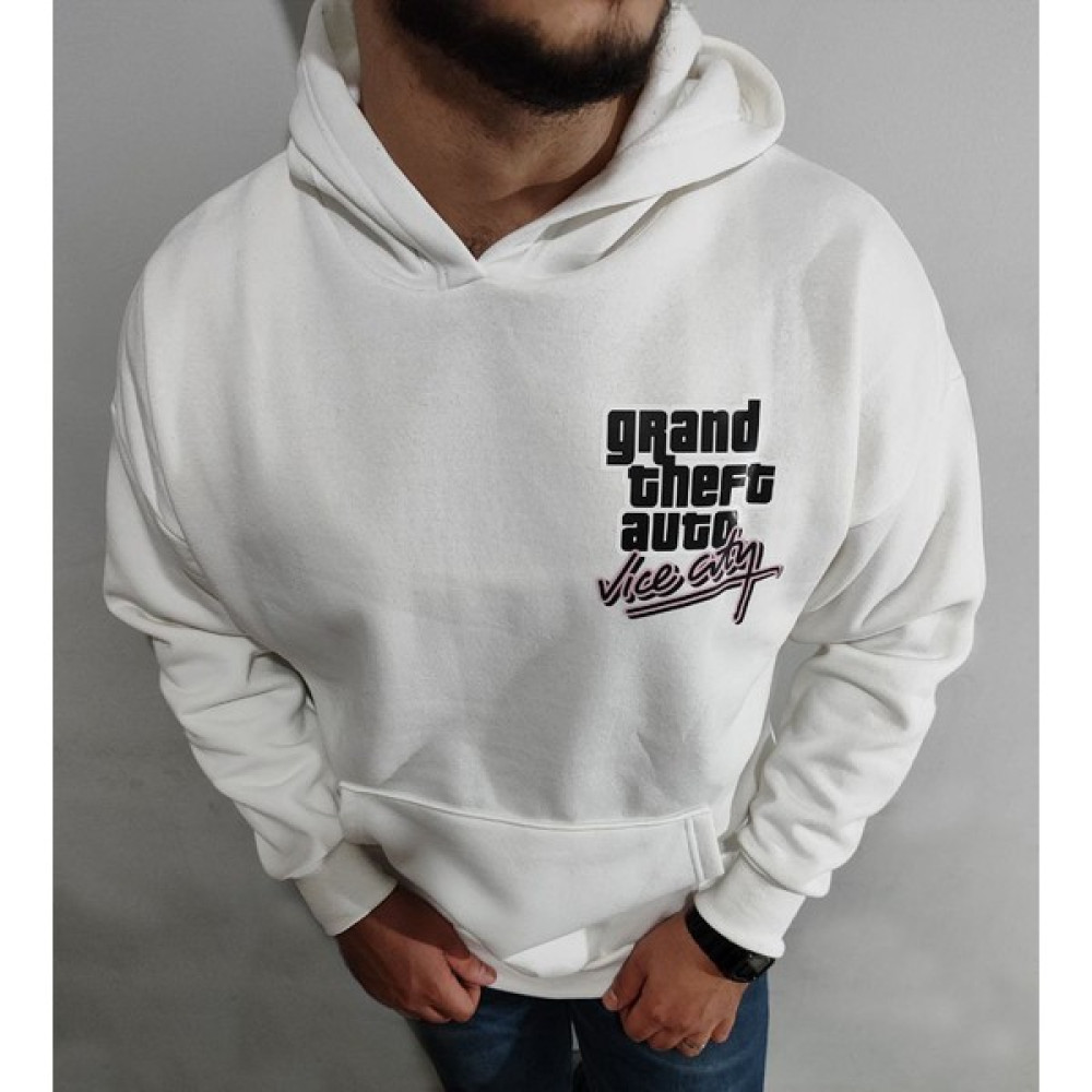 Gta Vice City Baskılı Kapüşonlu Kanguru Cepli Unisex Oversize Sweatshirt Erkek Sweatshirt Fiyatı