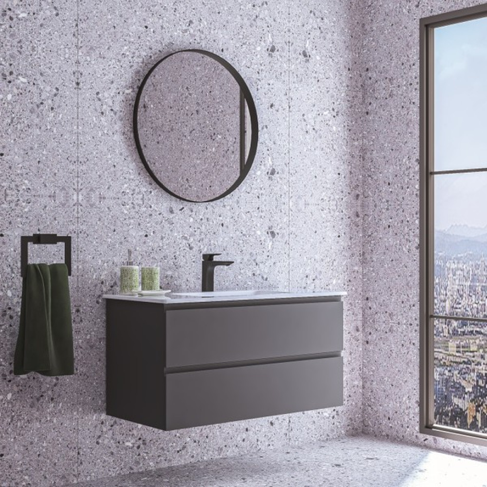GTM Banyo Alba Soft Banyo Dolabı Takımı 2 Li 60  cm Antrasit Yuvarlak Aynalı Banyo Dolabı / Mobilyası Fiyatı