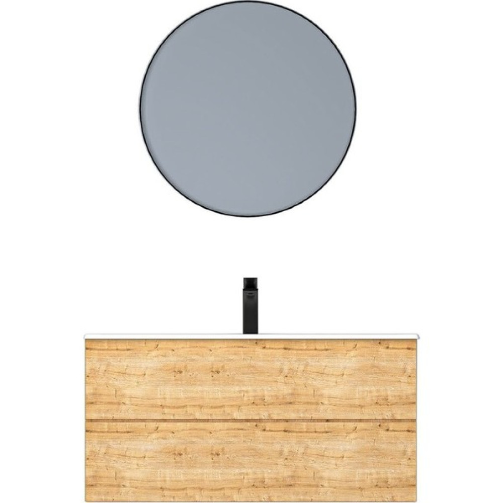 Gtm Banyo Alba Soft Banyo Dolabı Takımı 2'li 100 cm Safir Meşe Yuvarlak Aynalı - Açık Meşe Banyo Dolabı / Mobilyası Fiyatı