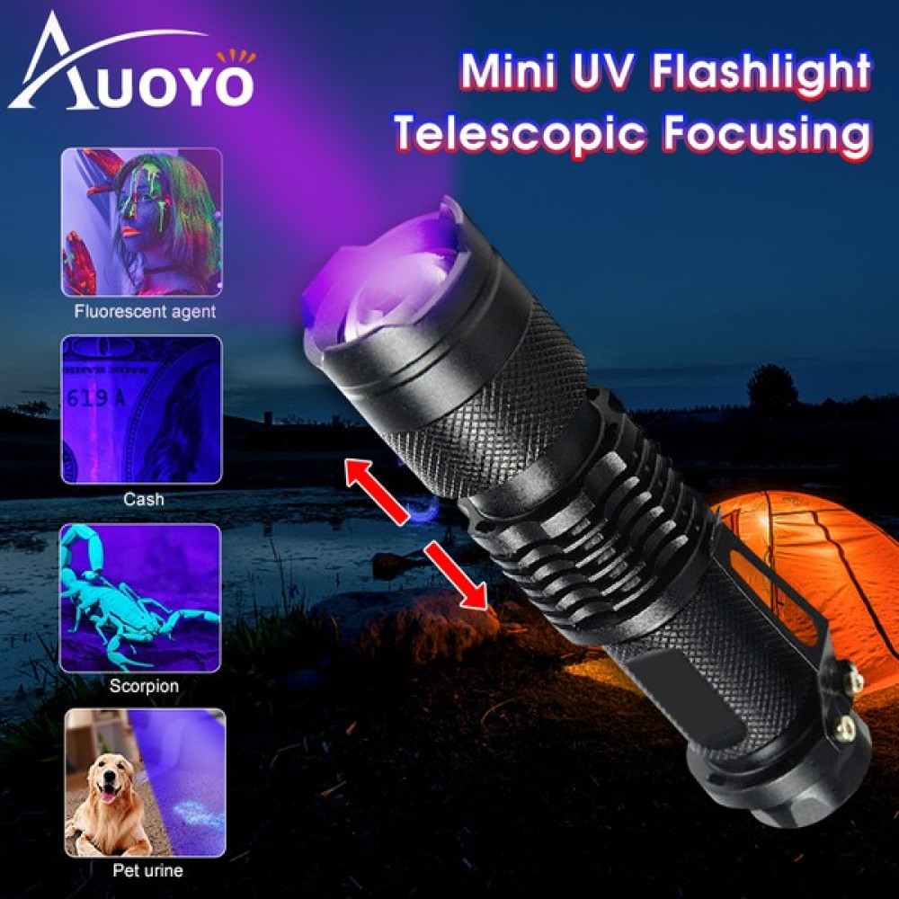 Guangdong Spirit Auoyo Uv Işığı 395NM LED Siyah Işık Ahşap Lamba Teleskopik Odaklama Uv Işık Köpek Idrarı Için Taşınabilir El Feneri Evcil Hayvan L... El Feneri Fiyatı