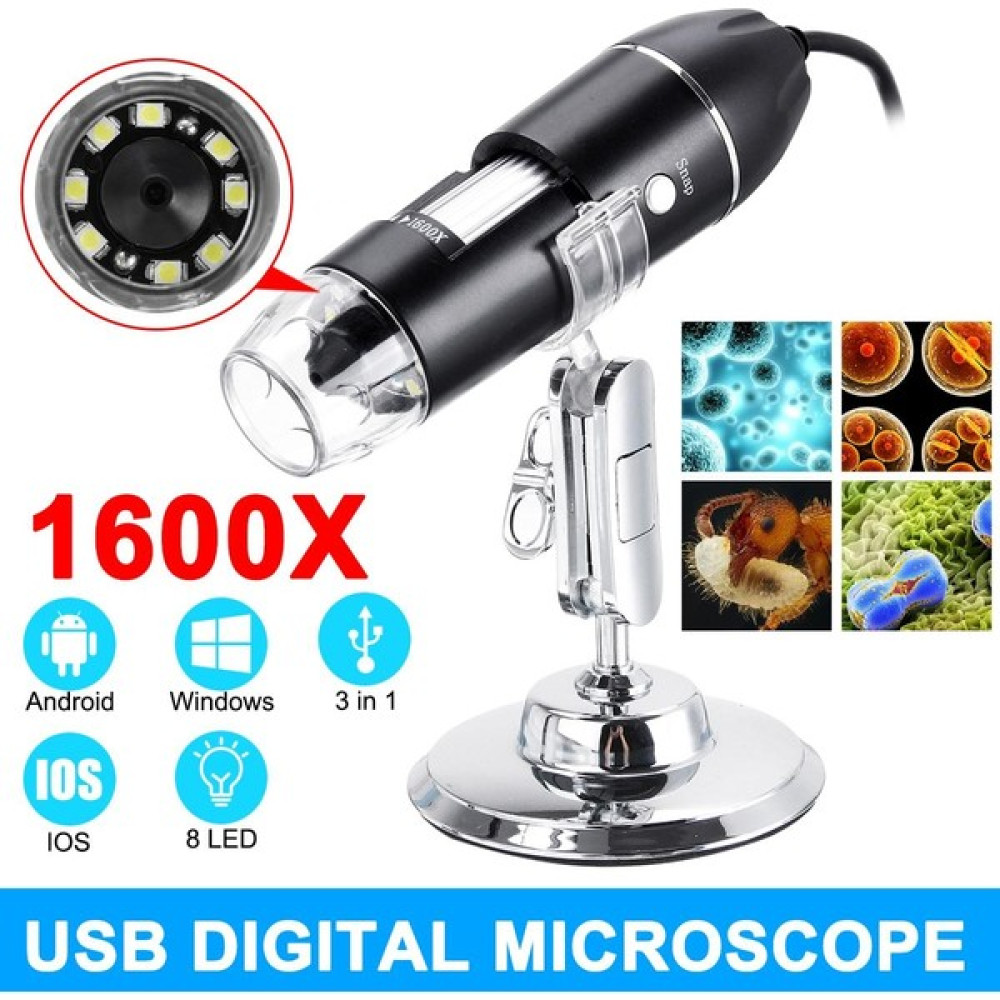 Guangdong Spirit 【sadece Sizin Için】 1600X Taşınabilir 8 LED Işık Ayarlanabilir Dimmer Pratik El Mikroskop Bilgisayarlar Gerçek Zamanlı Video Muaye... Mikroskop Fiyatı
