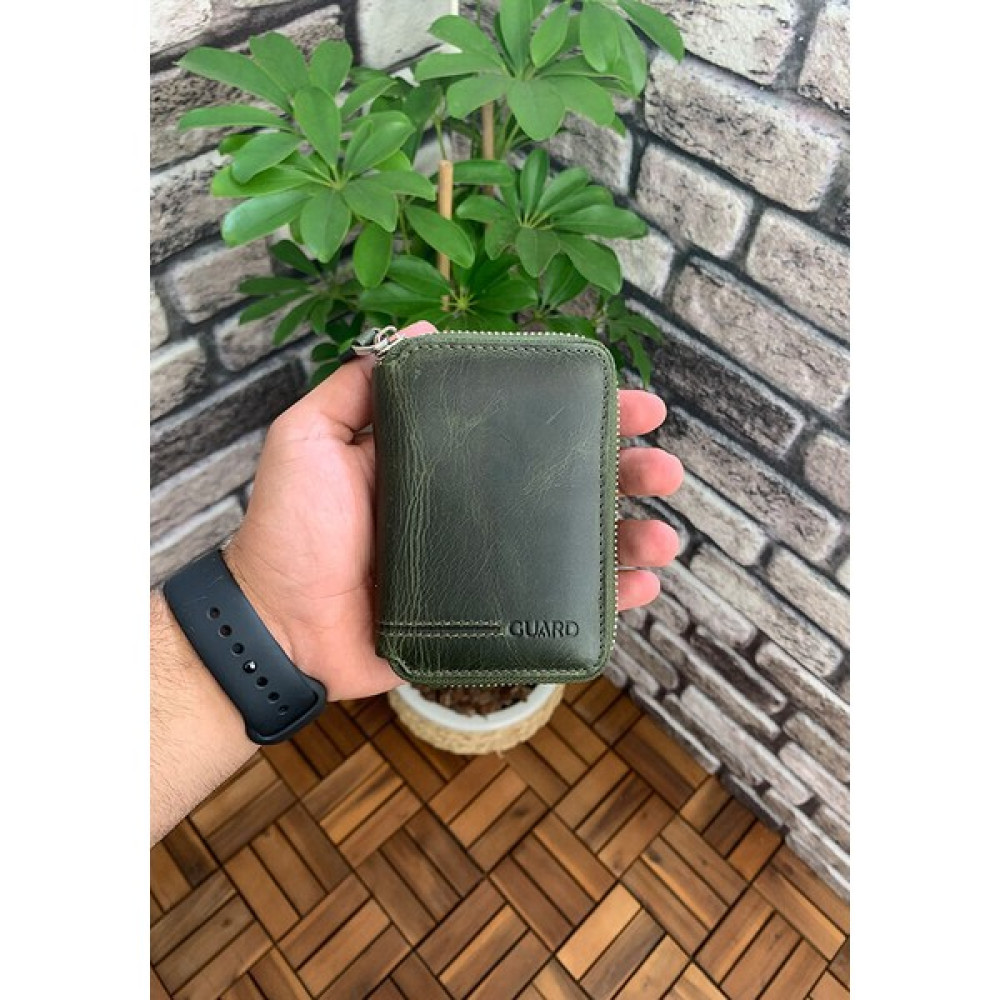 Guard Fermuarlı Antik Yeşil Deri Mini Cüzdan Erkek Cüzdan Fiyatı