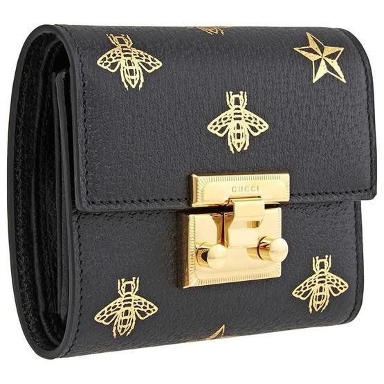 Gucci Ladies Bee Black 11x9x3 cm Kadın Cüzdanı