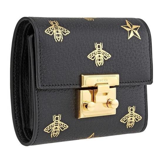 Gucci Ladies Bee Black 11x9x3 cm Kadın Cüzdanı