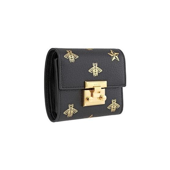 Gucci Ladies Bee Black 11x9x3 cm Kadın Cüzdanı