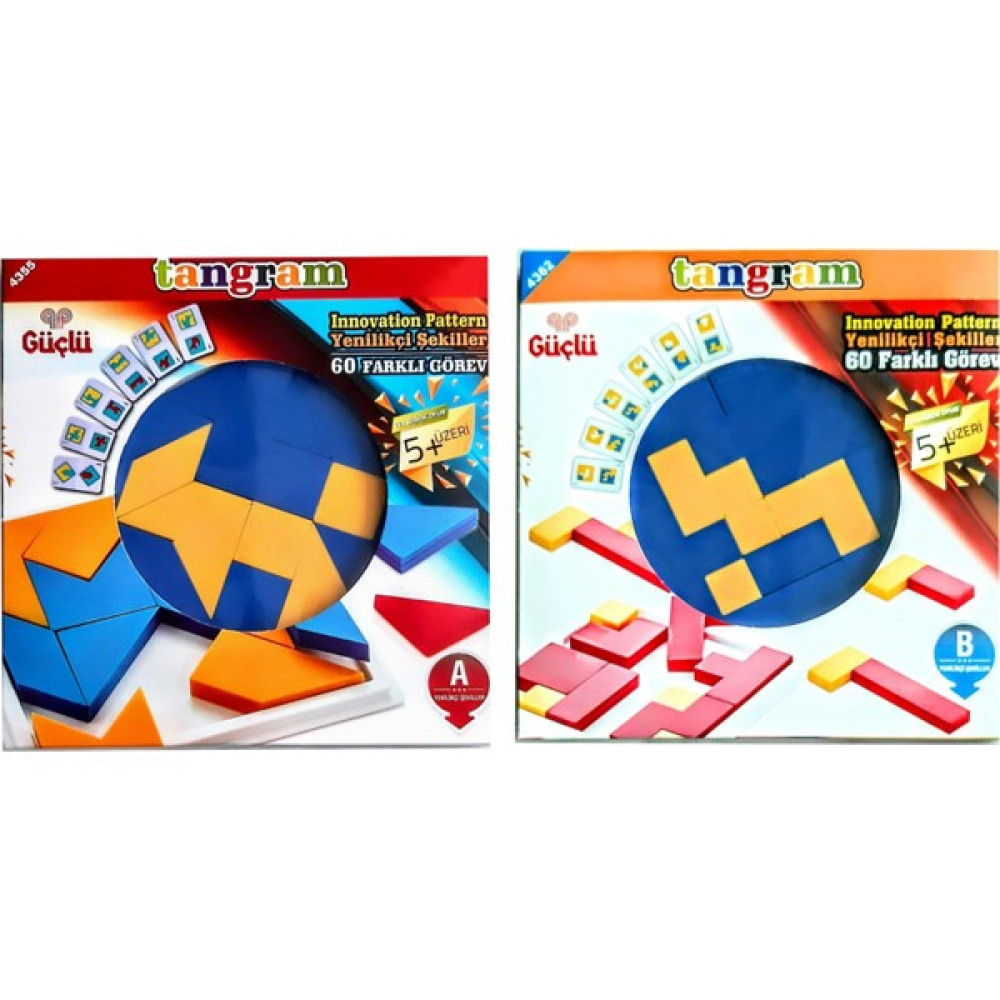 Güçlü Toys Güçlü Plastik Tangram A Yenilikçi Şekiller Düz Parçalar - Tangram B Yenilikçi Şekiller Üçgen Şekiller 2li Eğitici Oyuncak Fiyatı