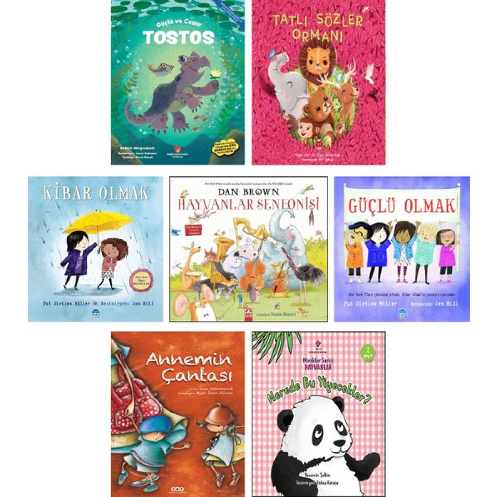 Güçlü ve Cesur Tostos - Tatlı Sözler Ormanı - Kibar Olmak - Hayvanlar Senfonisi - Güçlü Olmak - Annemin Çantası - Nerede Bu Yiyecekler? 7 Kitap Set Çocuk Masal Fiyatı