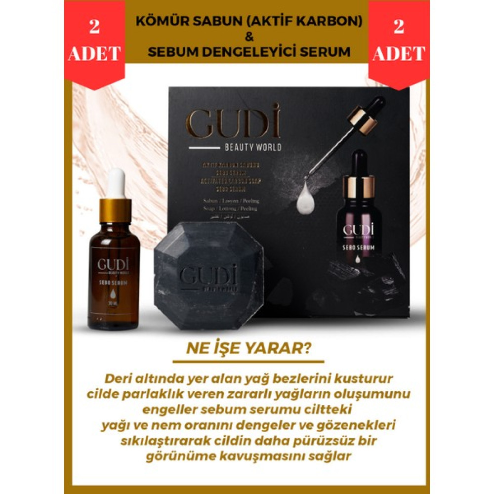 Gudi Aktif Kömür Sabunu 120 gr & cilt Yağı Dengeleyici Sebo Serum 35 ml X2 Adet Oto Boyaları Fiyatı