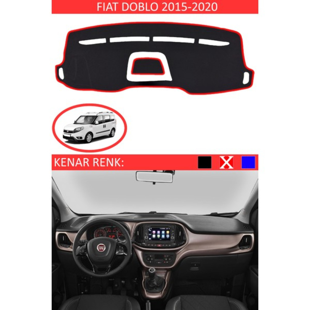 Guerrino Fiat Doblo 2015-2020 Modelleri Için Uygun Torpido Koruma Halısı Siyah Kenar Renk Kırmızı Oto Boyaları Fiyatı