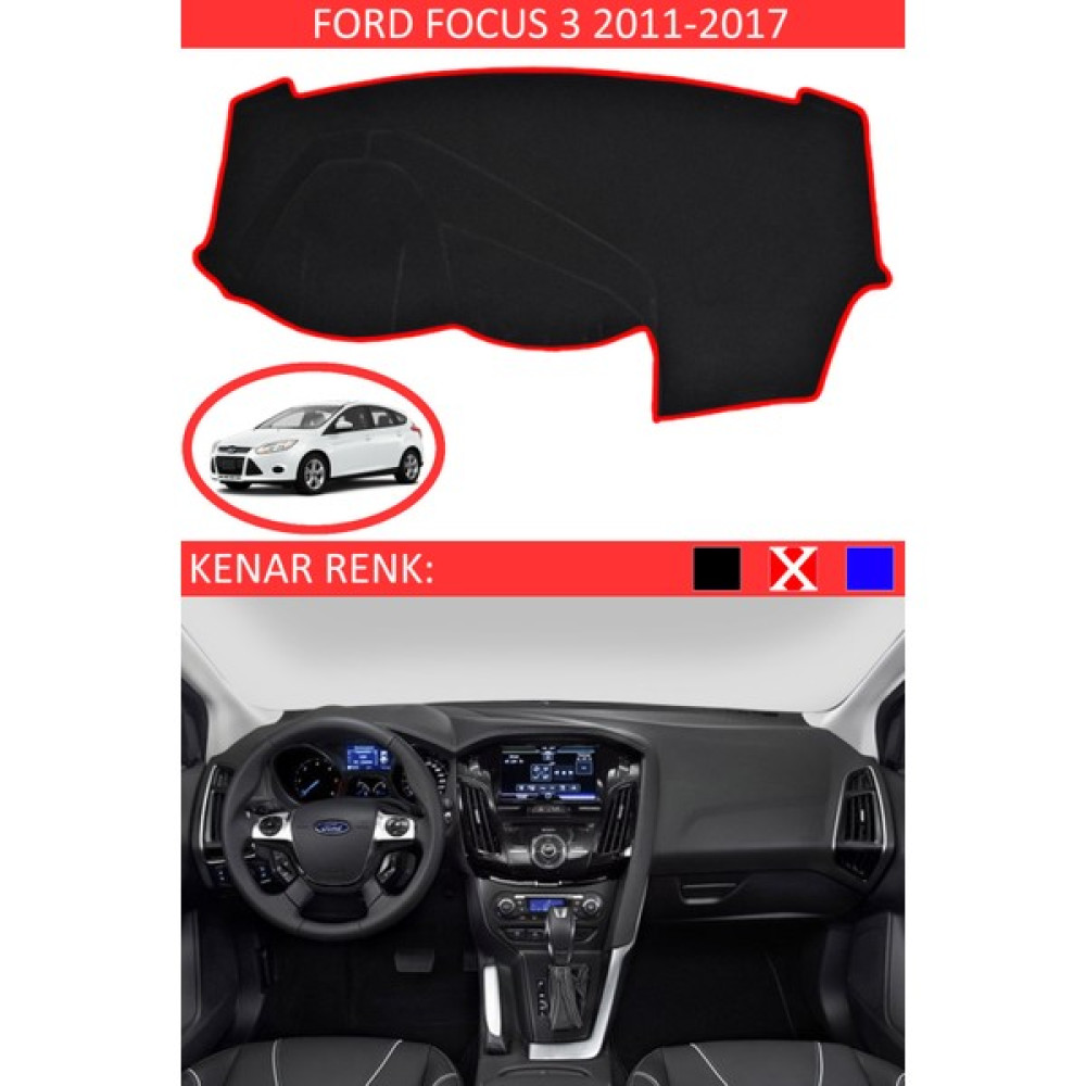 Guerrino Ford Focus 3 2011-2017 Için Uygun Torpido Koruma Halısı Siyah Kenar Renk Kırmızı Torpido Aksesuarları & Bakımı Fiyatı