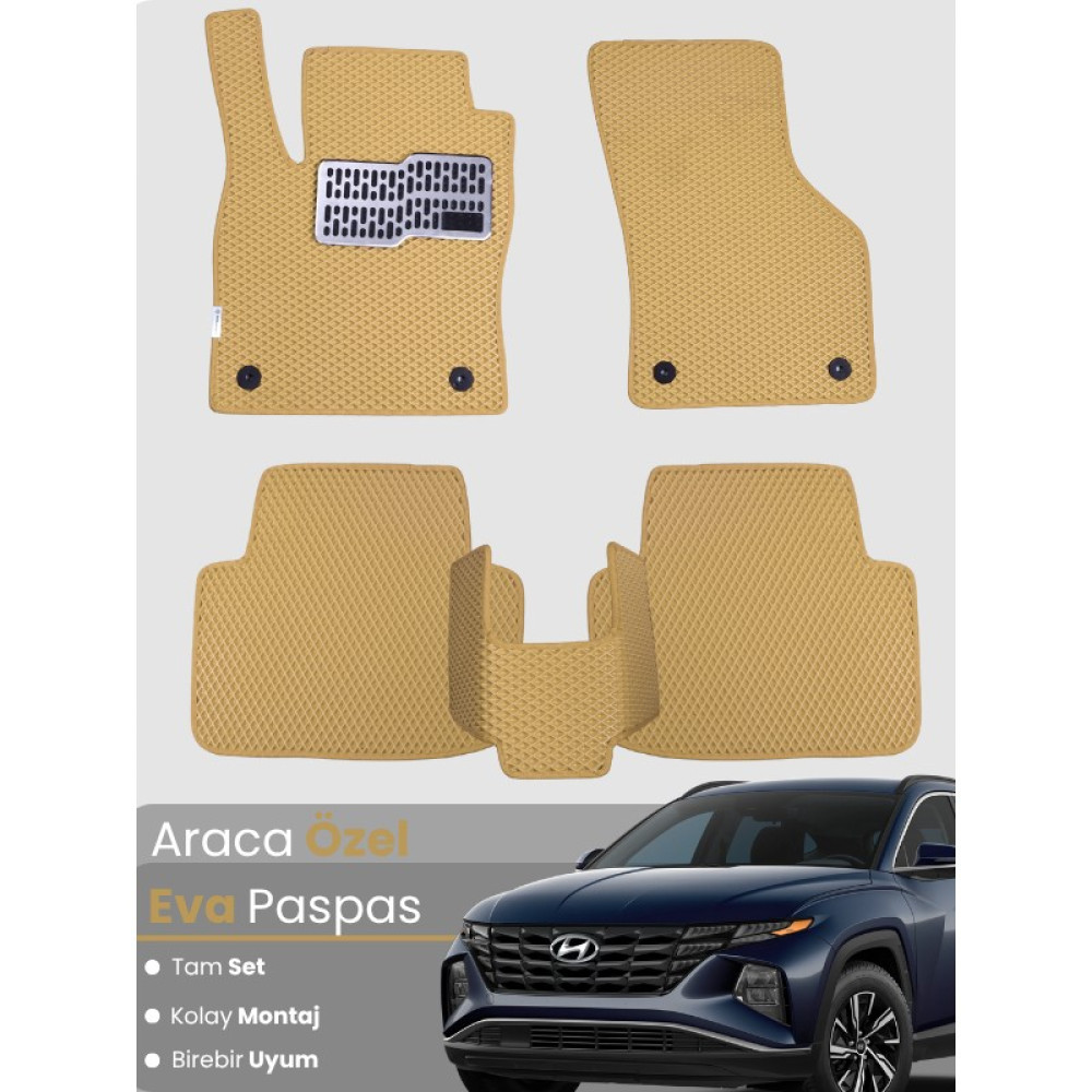 Guerrino Hyundai Tucson (2020-2025) Uyumlu Eva Paspas Tam Set – Birebir Uyum,araca Özel Tasarım,kolay Montaj - Bej Oto Paspas Fiyatı