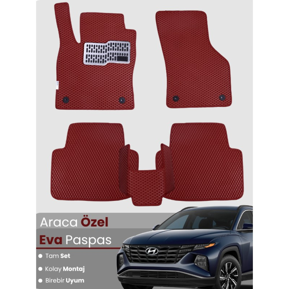 Guerrino Hyundai Tucson (2020-2025) Uyumlu Eva Paspas Tam Set – Birebir Uyum,araca Özel Tasarım,kolay Montaj - Bordo Oto Paspas Fiyatı