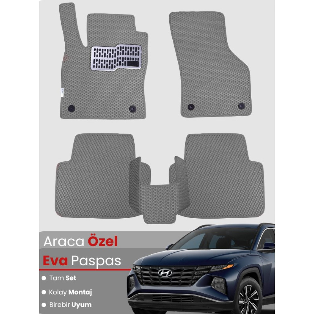 Guerrino Hyundai Tucson (2020-2025) Uyumlu Eva Paspas Tam Set – Birebir Uyum,araca Özel Tasarım,kolay Montaj - Gri Oto Paspas Fiyatı