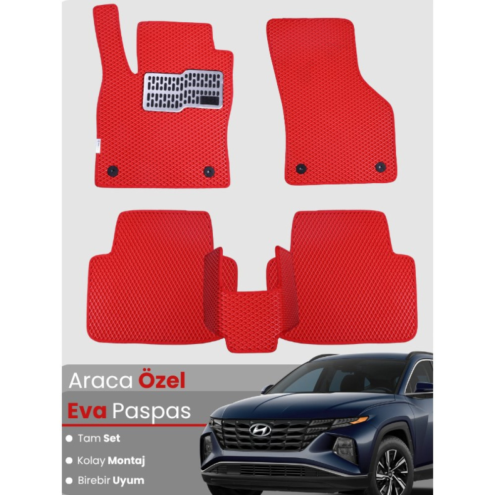 Guerrino Hyundai Tucson (2020-2025) Uyumlu Eva Paspas Tam Set – Birebir Uyum,araca Özel Tasarım,kolay Montaj - Kırmızı Oto Paspas Fiyatı