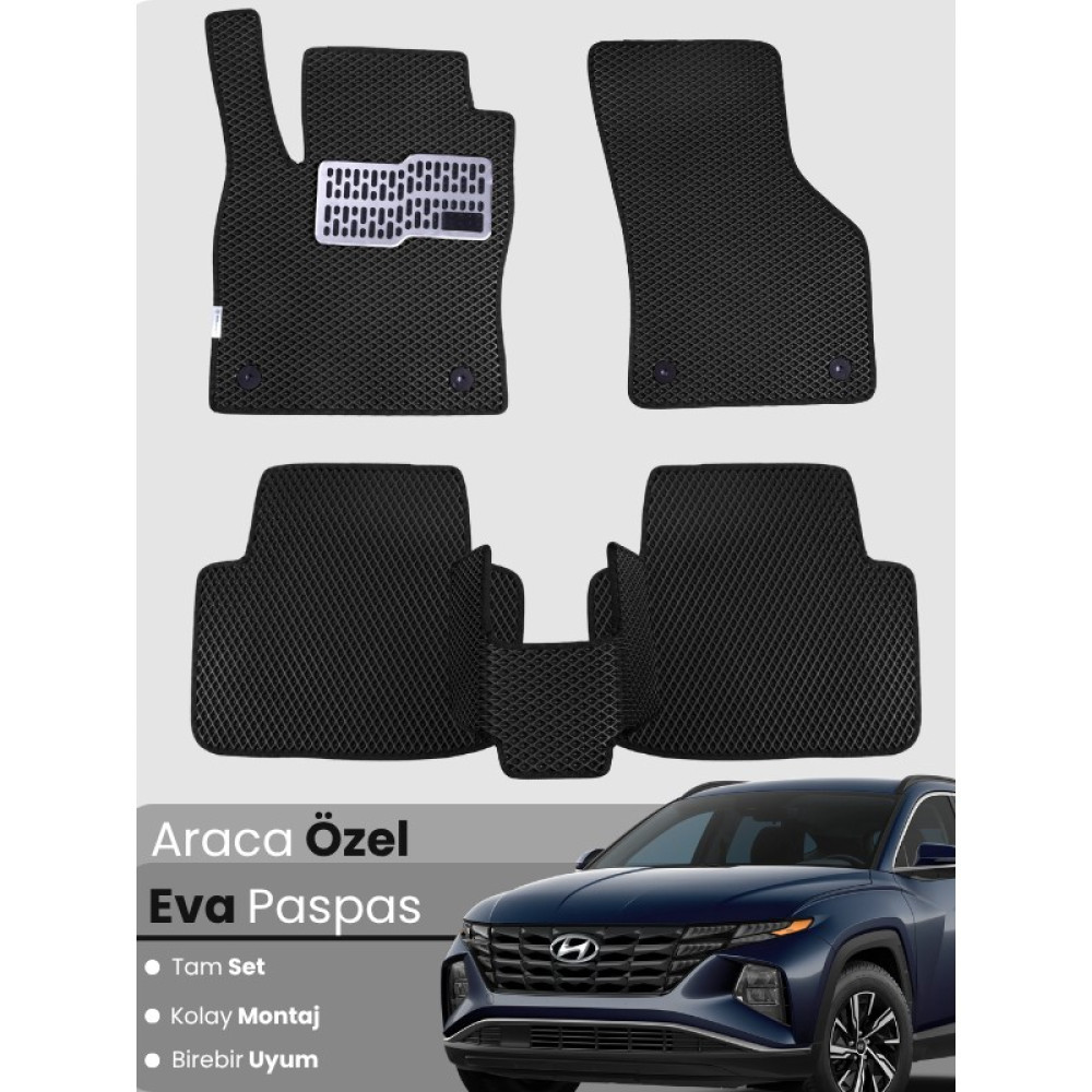 Guerrino Hyundai Tucson (2020-2025) Uyumlu Eva Paspas Tam Set – Birebir Uyum,araca Özel Tasarım,kolay Montaj - Siyah Oto Paspas Fiyatı