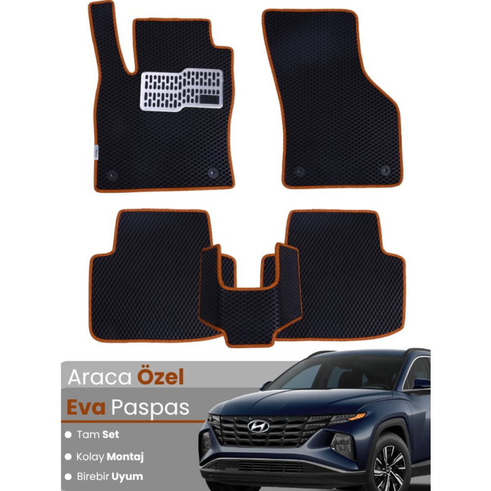 Guerrino Hyundai Tucson (2020-2025) Uyumlu Eva Paspas Tam Set – Birebir Uyum,araca Özel Tasarım,kolay Montaj - Siyah - Kahverengi Oto Paspas Fiyatı