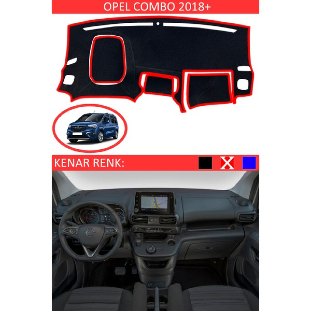 Guerrino Opel Kombo 2018+ Için Uygun Torpido Koruma Halısı Siyah Kenar Renk Kırmızı Oto Boyaları Fiyatı