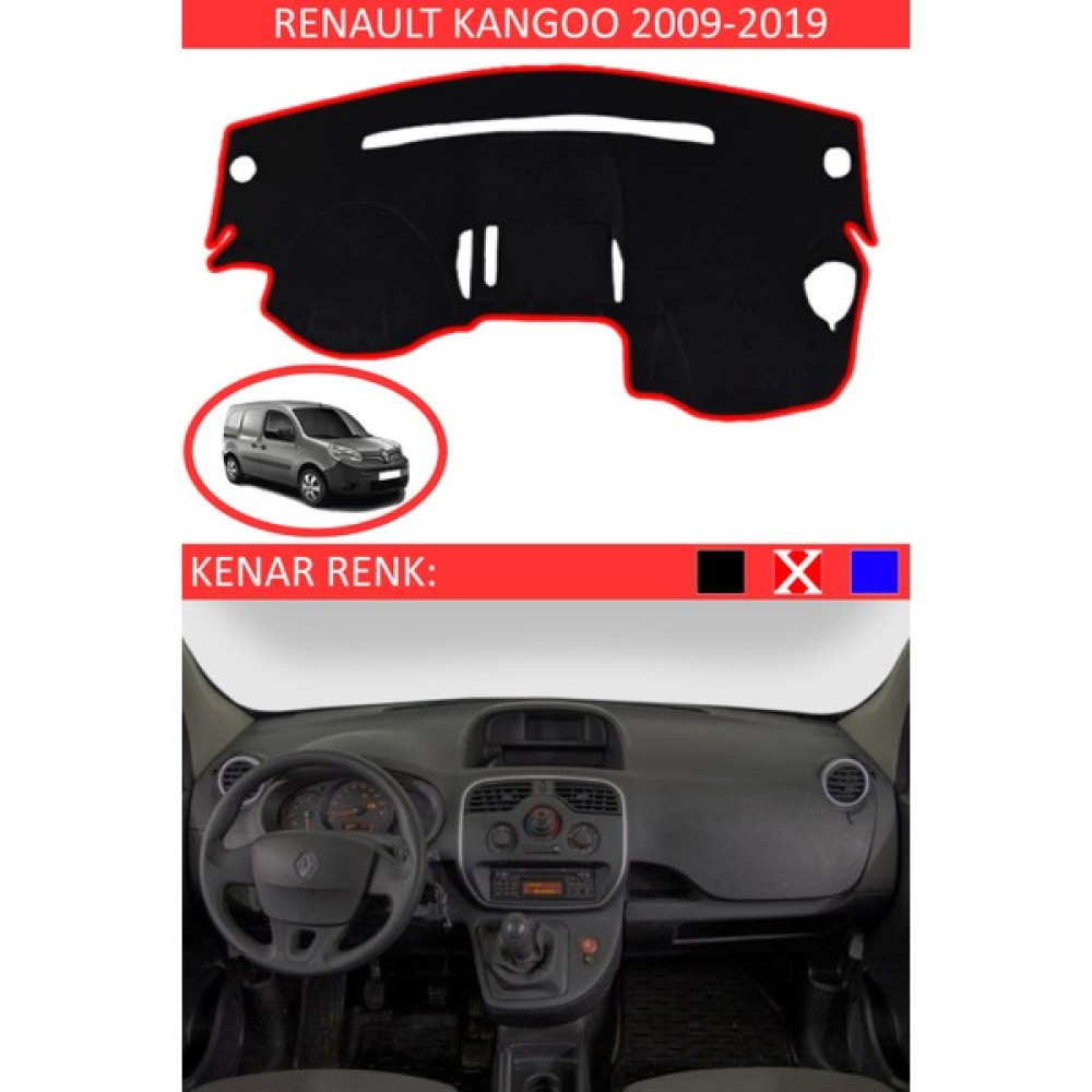 Guerrino Renault Kangoo 2009-2019 Için Uygun Torpido Koruma Halısı Siyah Kenar Renk Kırmızı Oto Boyaları Fiyatı