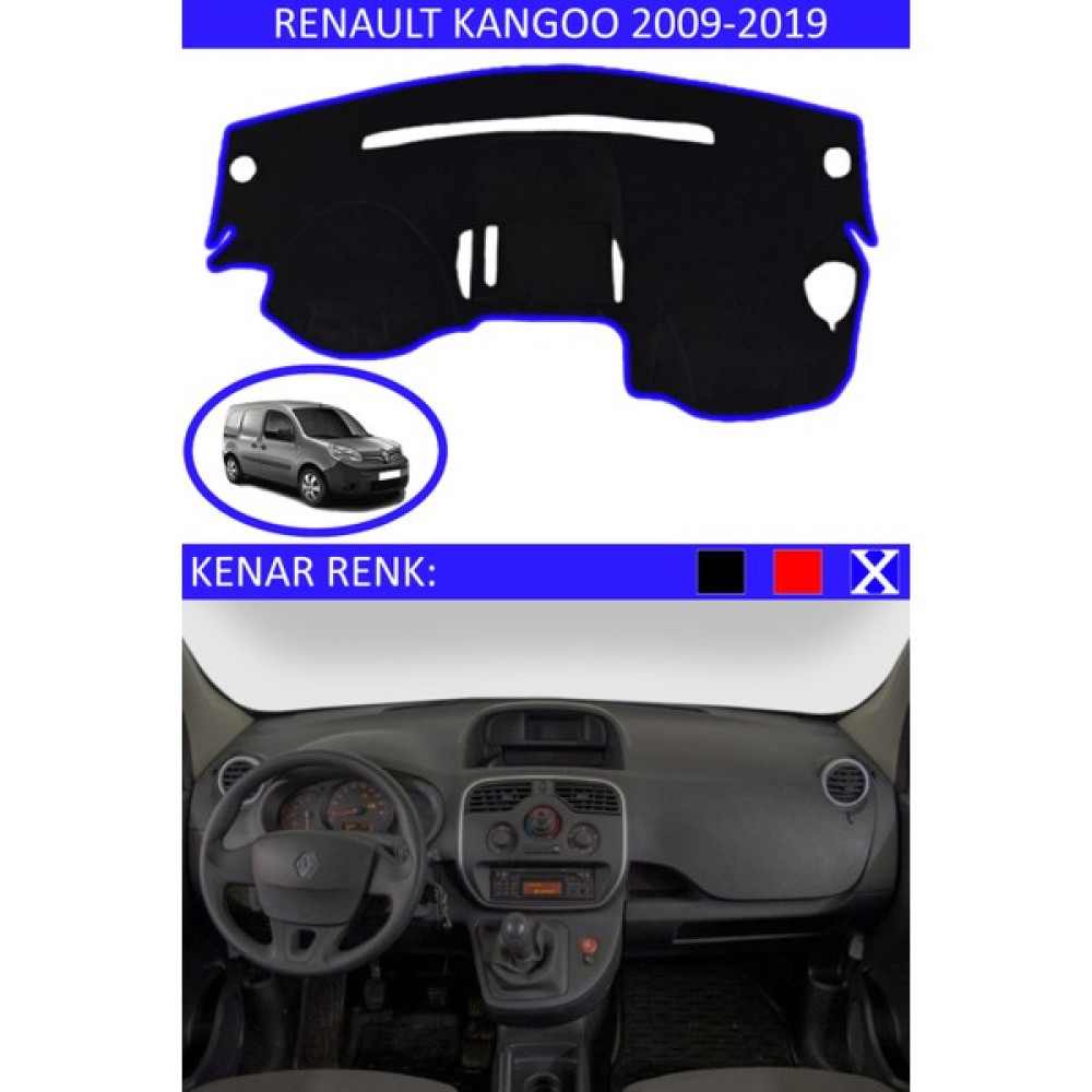 Guerrino Renault Kangoo 2009-2019 Için Uygun Torpido Koruma Halısı Siyah Kenar Renk Mavi Oto Boyaları Fiyatı
