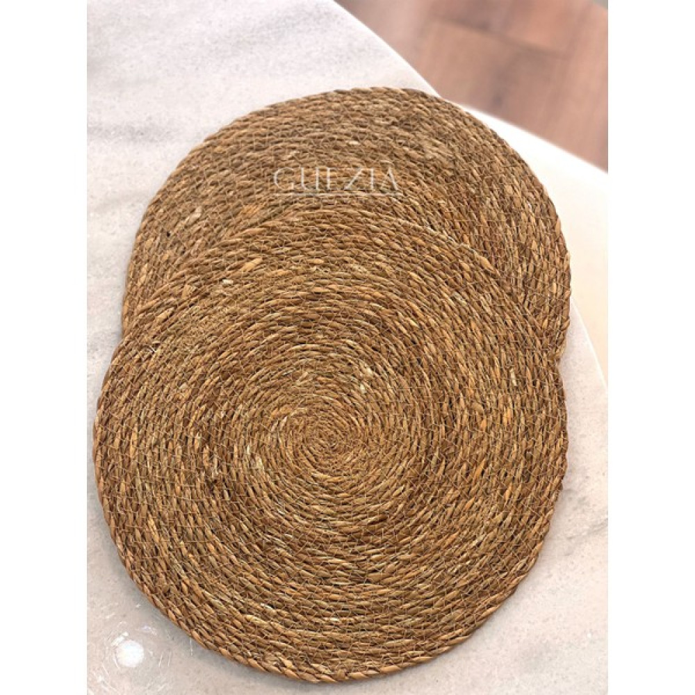 Guezia 2'li Hasır Supla | Örgü Amerikan Servis | 35 cm Çap Supla | 2'li Supla - 35 x 35 cm - Bej Amerikan Servis Fiyatı