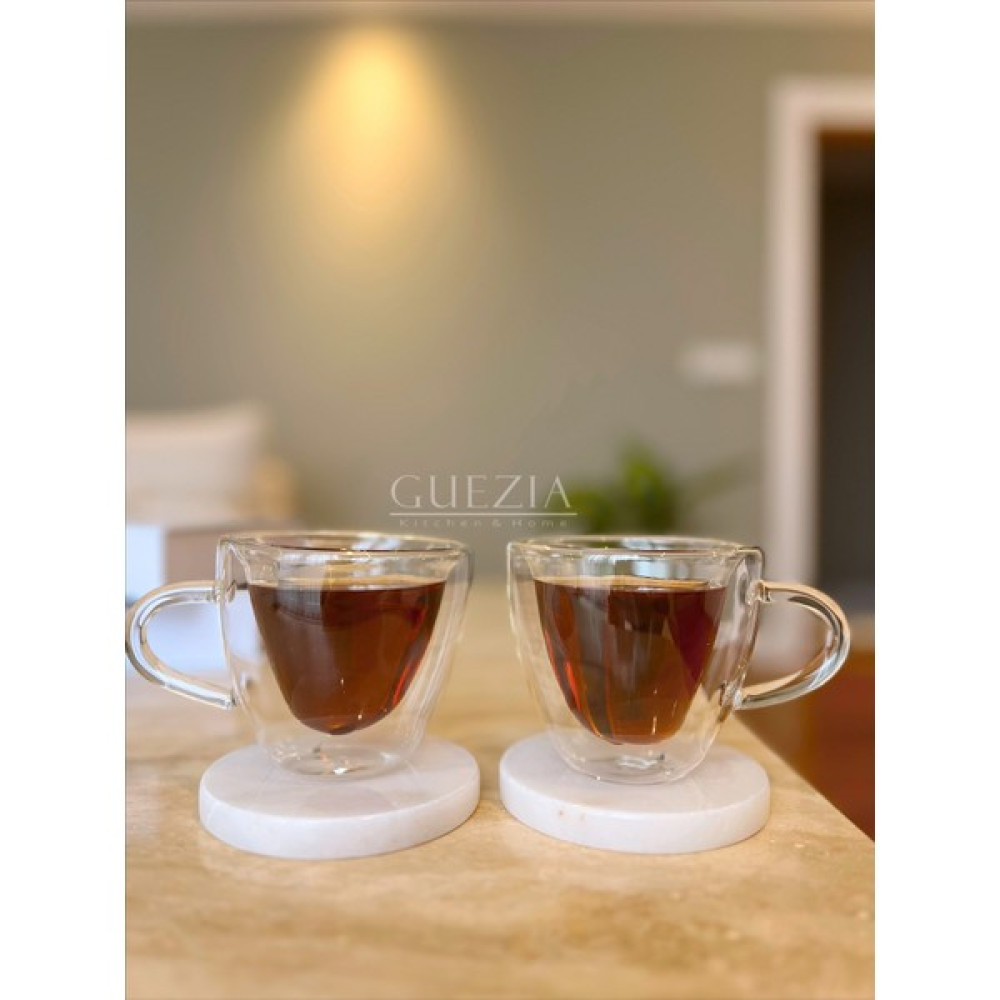 Guezia Isıya Dayanıklı Borosilikat Kalp Tasarımlı Çift Cidarlı Cam Bardak Kahve Sunum Bardağı 170 ml 2'li - Şeffaf Fincan / Bardak / Kahve Takımı Fiyatı