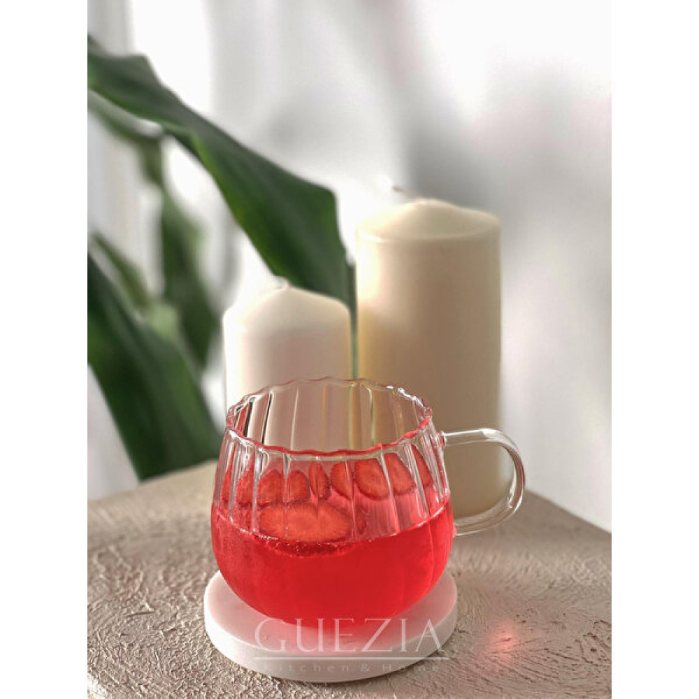 Guezia Isıya Dayanıklı Borosilikat Kupa Çizgi Tasarımlı Cam Bardak | Kahve Sunum Bardağı | 350ML 1 Adet - Şeffaf - 350 ml Fincan / Bardak / Kahve Takımı Fiyatı