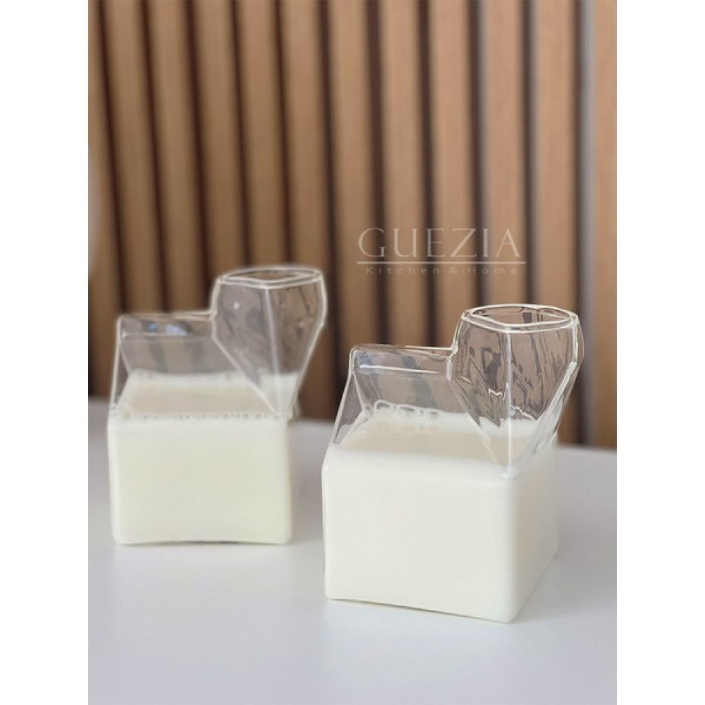 Guezia Isıya Dayanıklı Borosilikat Süt Kutusu Bardak Kahve Sunum Bardağı | 2 Adet Borosilikat Bardak 350ML - Beyaz - 350 ml Fincan / Bardak / Kahve Takımı Fiyatı