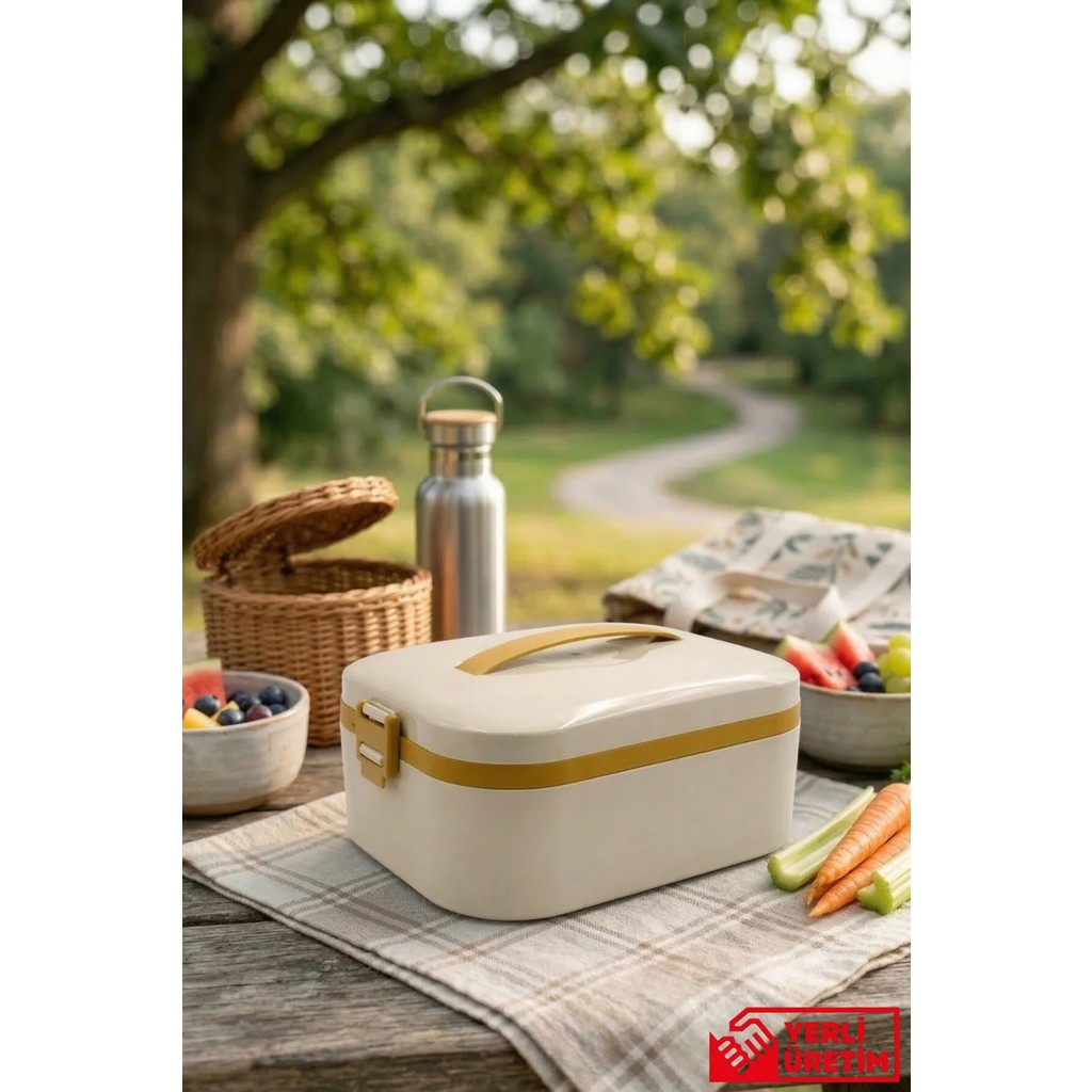 Gugga Lunchee - Çelik Hazneli Sızdırmaz Vakum Kapaklı Yemek Kabı Lunchbox 650 ml - Hardal Diğer Fiyatı