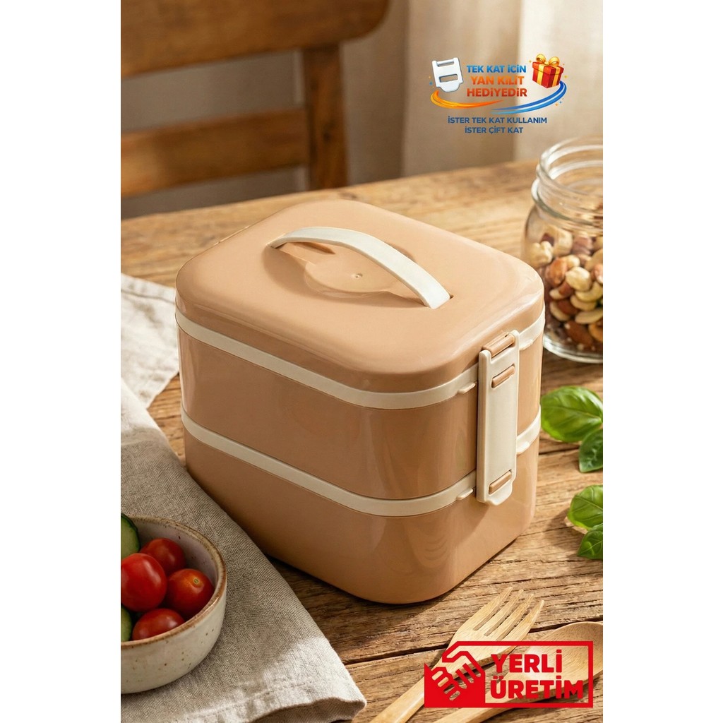 Gugga Tier - 2 Katlı Çelik Hazneli Sızdırmaz Kapaklı Lunchbox 1300 ml - Pembe Beslenme Çantası Fiyatı