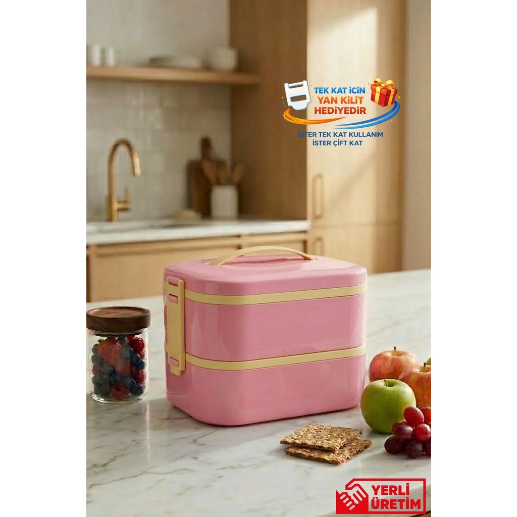Gugga Tier - 2 Katlı Çelik Hazneli Sızdırmaz Kapaklı Lunchbox 1300 ml - Pudra Beslenme Çantası Fiyatı