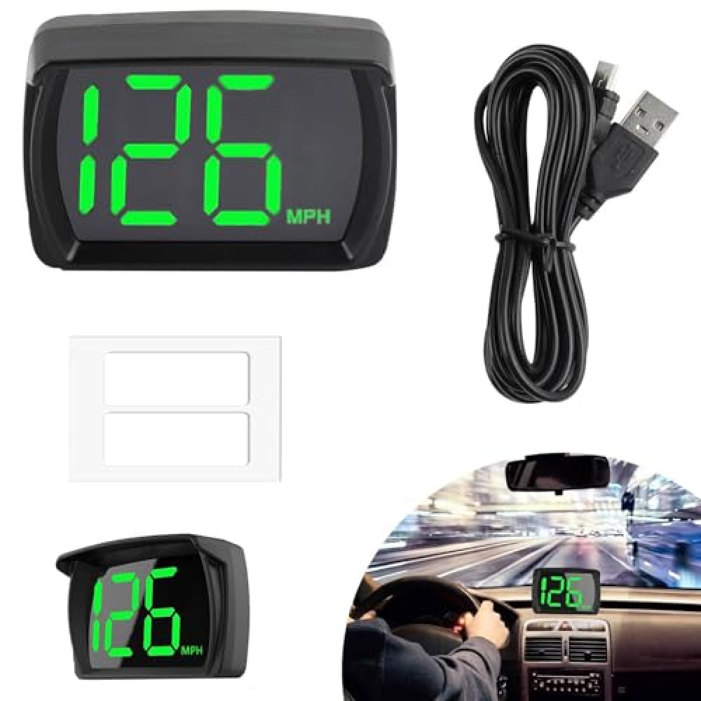 GUGUMO GPS Digital Speedometer for Car MPH, Universal HUD Speed Meter with LED Large Font Head Up Display Car Accessories with USB Cable, Plug Play for Car Truck Motor SUV Golf Cart All Vehicles