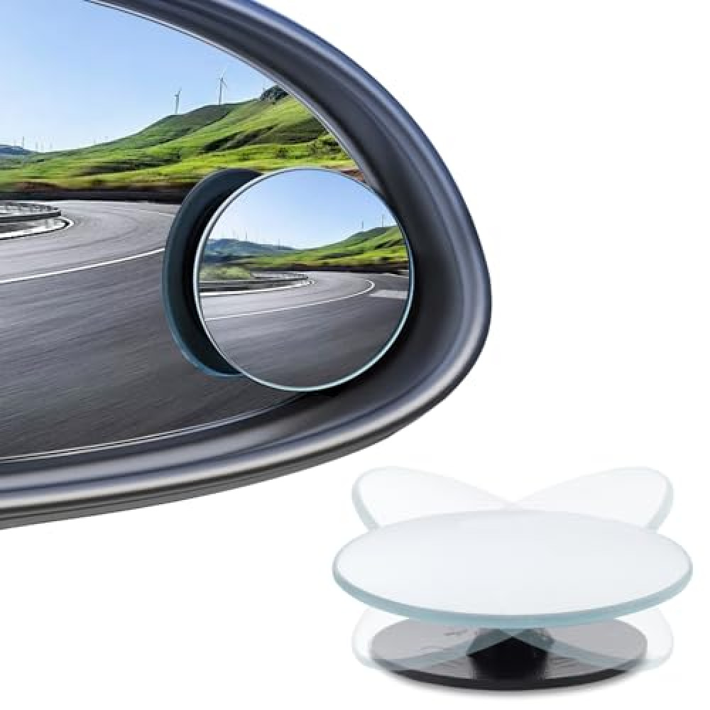 Guirnd 4PCS Blind Spot Mirror, Round HD Glass Side Blindspot, Frameless Convex Mirror Car with Self Adhesive Back for Cars, SUV, Trucks, Universal Vehicles