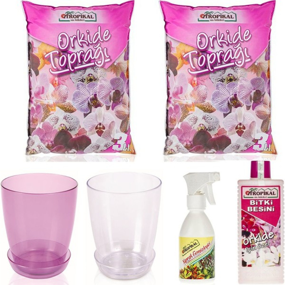 Gül Çiçek Sarayı Orkide Çiçek Bakım Seti, Orkide Vitamini, Orkide Toprağı, Orkide Saksısı Bitki Fiyatı