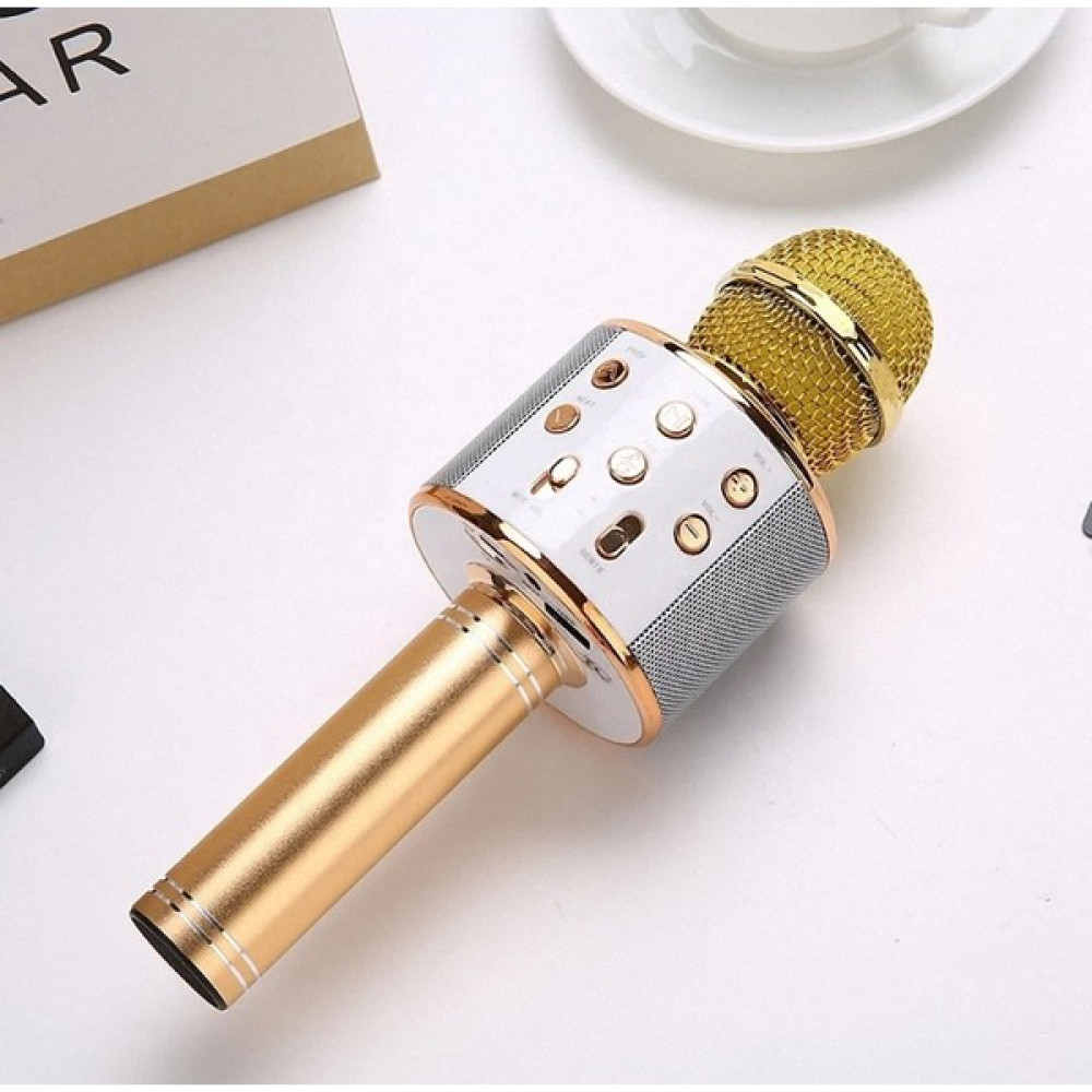 Gül İletişim WS-858L LED Işıklı Bluetooth Hoparlörlü Karaoke Mikrofon - Gold Bluetooth Hoparlör Fiyatı