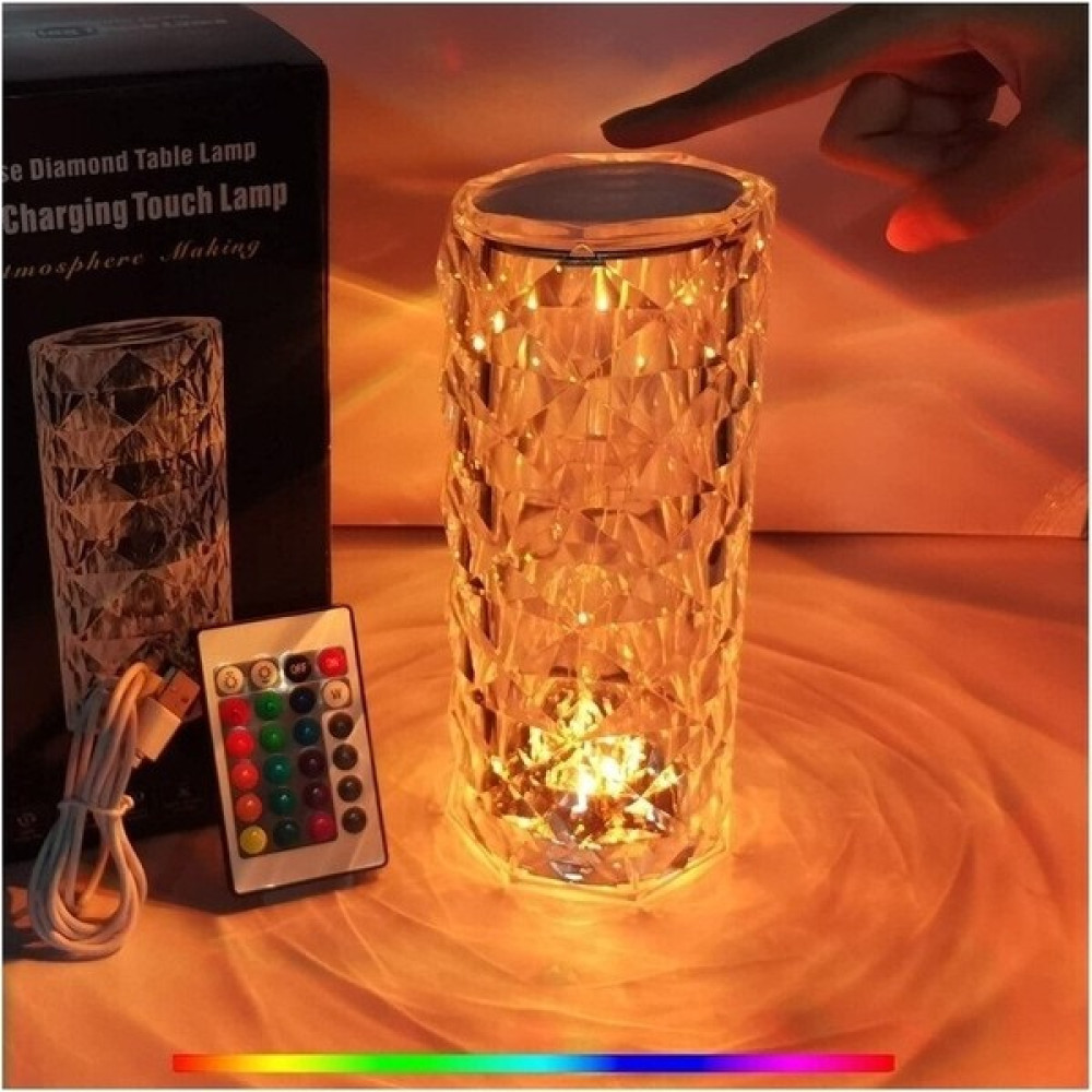 Gül Lamba Yatak Odası Kristal Masa Lambası Elmas Ortam Başucu Gece Lambası LED Şarj Edilebilir Pat Işık (Yurt Dışından) - Beyaz Gece Lambası Fiyatı