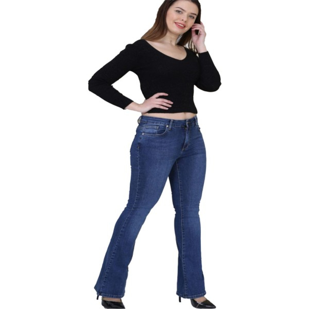 Gül Moda Kadın Büyük Beden İspanyol Paça Kot Pantolon Mavi Kadın Pantolon Fiyatı