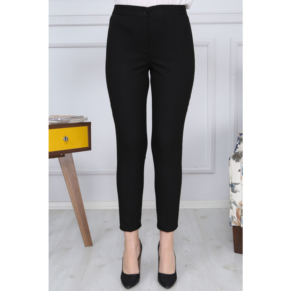 Gül Moda Siyah Kemerli Dar Paça Kumaş Pantolon Likralı Cepsiz G011 48 Beden Giyim & İç Giyim Fiyatı