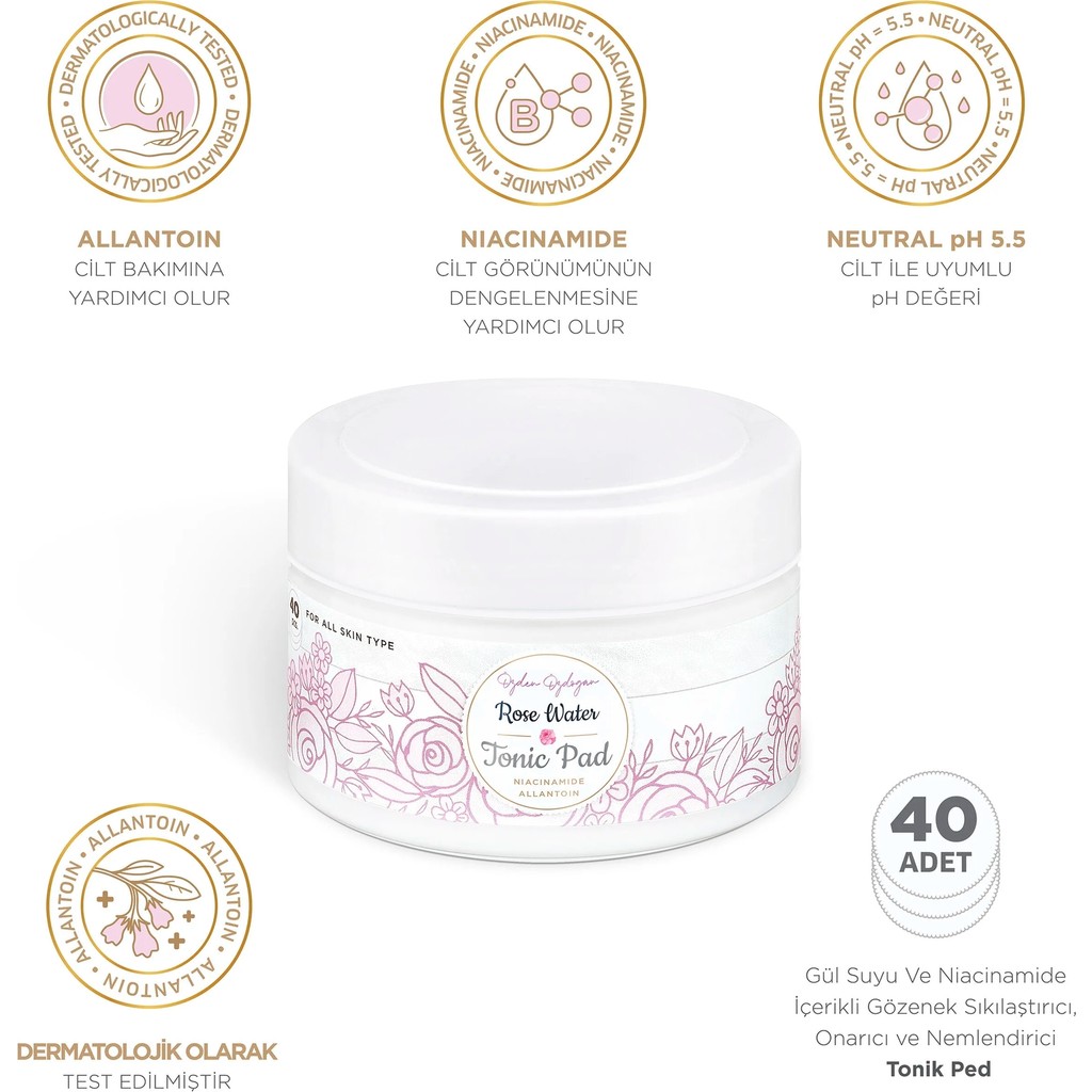 Gül Suyu Niacinamide ve Allantoin Içerikli Tonik Ped (40 Adet) Diğer Fiyatı