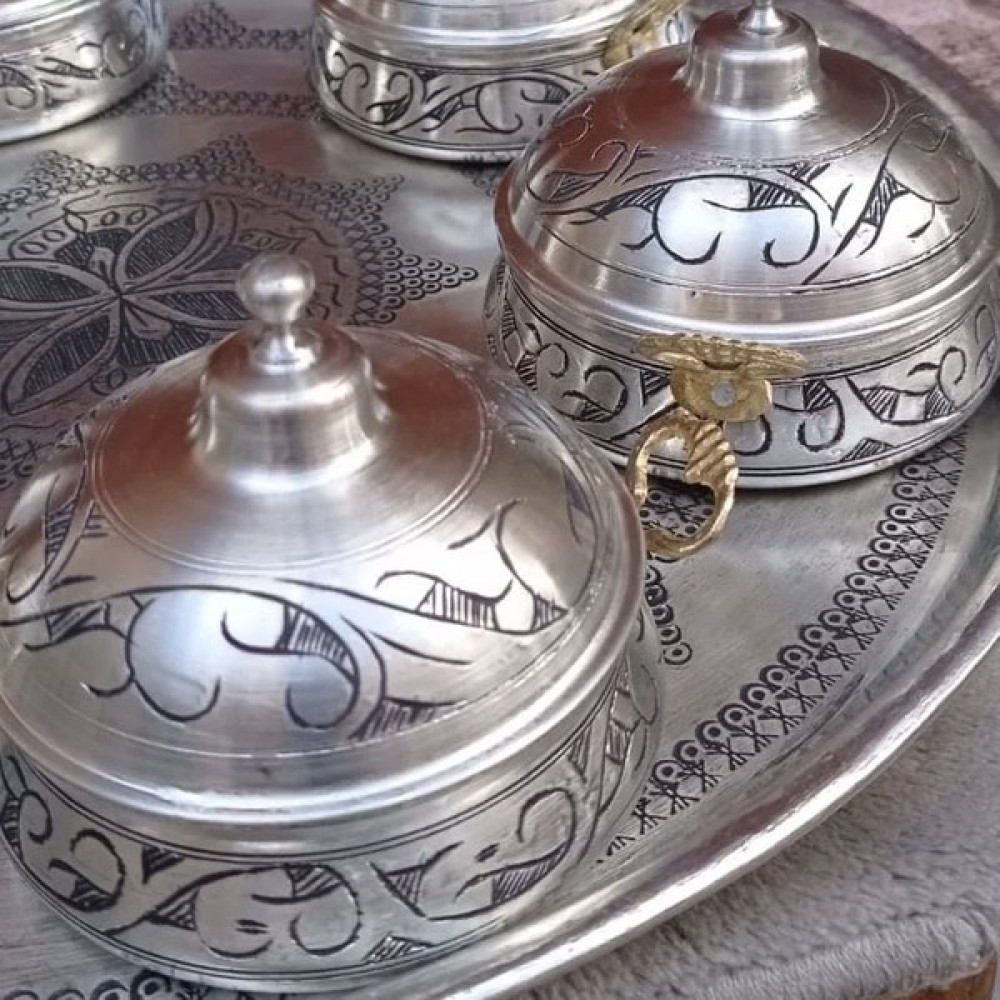 Gülayşenin Dünyası Mardin Bakır Kapaklı Otantik Sütlaçlık Aşurelik Çerezlik Mezelik Kase - Beyaz Kase Fiyatı