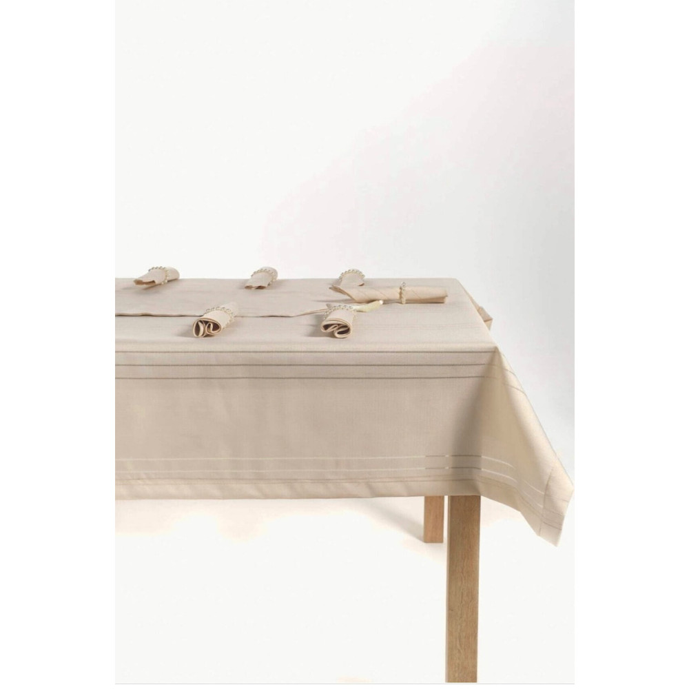 Gülce Home Collection Keten Çizgili Masa Örtüsü Kahve 160 x 220 Beden Masa Örtüsü Fiyatı