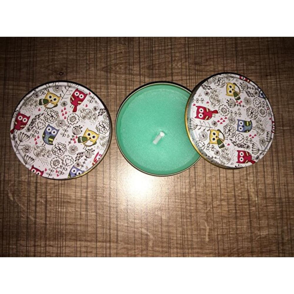 Gülce Mağaza Kokulu - Desenli - Renkli -Metal Kutu - Soya Wax - Doğal -Mum 6.5X2CM - Ikili - Yeşil - 10 Adet Dekoratif Mum Fiyatı
